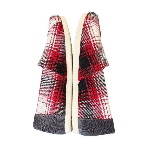 Toms Women's 6 Alpargata Classic Slip On Flats Plaid Red Black White - Picture 8 of 10